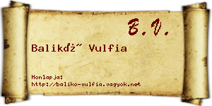 Balikó Vulfia névjegykártya